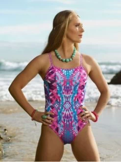 Amanzi-Ladies Gypsy Tribe Single Strap Chlorine Resist 1 Piece Swimwear