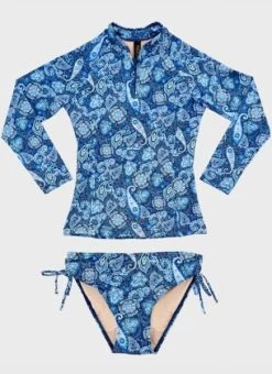 Aqua Blu- Girls Laurel Rash Vest Set