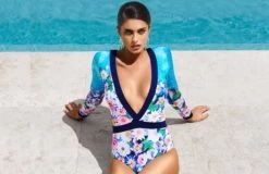 Aqua Blu- Infinity Reflections Long Sleeve One Piece