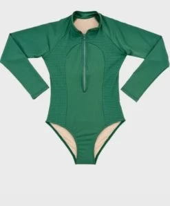 Aqua Blu-Girls Stepping Stones Sage Long Sleeve One Piece