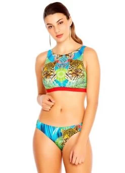 Aqua Blu-Instinct High Neck Crop Bikini Top & Classic Brief