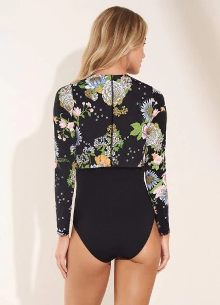 Maaji-Womens Black Bouquete Triton Long Sleeve One Piece 5 Maaji-Womens Black Bouquete Triton Long Sleeve One Piece - Image 3