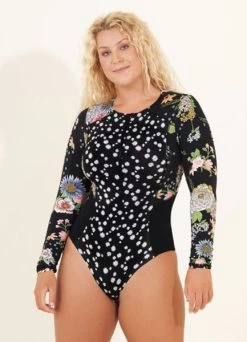 Maaji-Womens Black Bouquete Triton Long Sleeve One Piece 11 Maaji-Womens Black Bouquete Triton Long Sleeve One Piece -Swimwear Promotion Store image 24901 15905 600