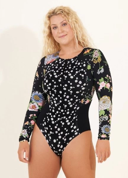 Maaji-Womens Black Bouquete Triton Long Sleeve One Piece 6 Maaji-Womens Black Bouquete Triton Long Sleeve One Piece - Image 4