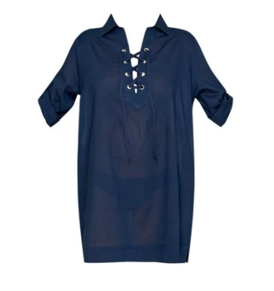 Jets-Promises Lace-up Front Shirt Dress 6 Jets-Promises Lace-up Front Shirt Dress - Image 4