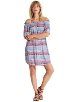 Seafolly-Blue Bazaar Stripe Off Shoulder Dress -Swimwear Promotion Store image 6012596 600