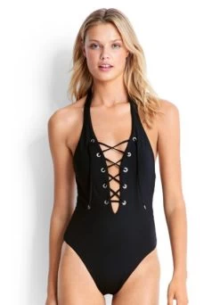 Seafolly-Active Lace Up Halter One Piece 7 Seafolly-Active Lace Up Halter One Piece -Swimwear Promotion Store image 6060195 6012252 600