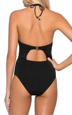 Jets- Parallels Mesh Panelled Plunge Halter One Piece -Swimwear Promotion Store image 6062884 6013171 600
