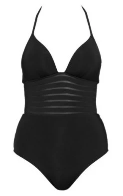 Jets- Parallels Mesh Panelled Plunge Halter One Piece -Swimwear Promotion Store image 6062885 6013172 600