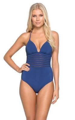 Jets- Parallels Mesh Panelled Plunge Halter One Piece -Swimwear Promotion Store image 6062886 6013173 600