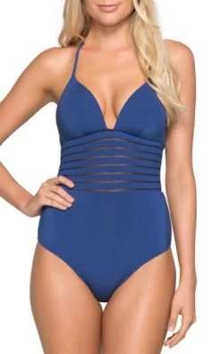 Jets- Parallels Mesh Panelled Plunge Halter One Piece -Swimwear Promotion Store image 6062887 6013174 600