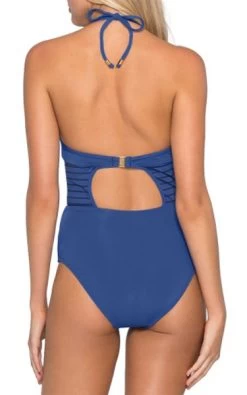 Jets- Parallels Mesh Panelled Plunge Halter One Piece -Swimwear Promotion Store image 6062888 6013175 600