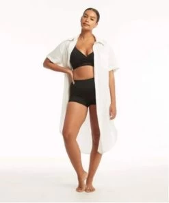 Sea Level-Resort Linen Wrap Cover Up Shirt Dress -Swimwear Promotion Store image 6072380 6021189 600