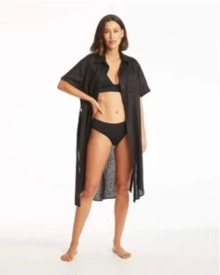 Sea Level-Resort Linen Wrap Cover Up Shirt Dress -Swimwear Promotion Store image 6072381 6021190 600