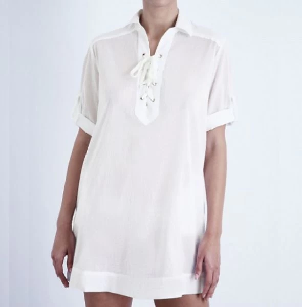 Jets-Promises Lace-up Front Shirt Dress 4 Jets-Promises Lace-up Front Shirt Dress - Image 2