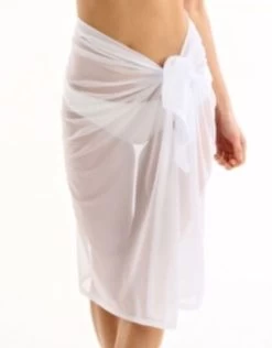 Jets-Long White Mesh Sarong