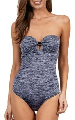 Jets-Melange Bandeau One Piece Swimsuit