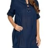 Jets-Promises Lace-up Front Shirt Dress