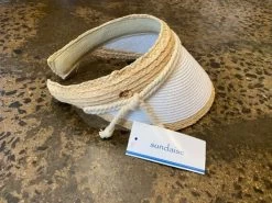Sundaise-Poppy White Raffia Visor