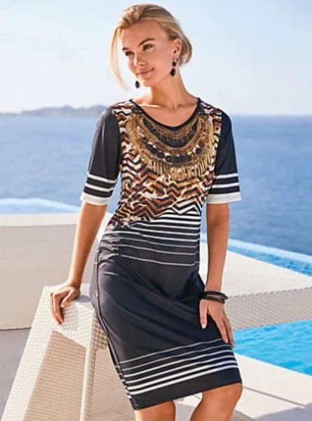 Sunflair-Easy Line Short Sleeve Dress 3 Sunflair-Easy Line Short Sleeve Dress